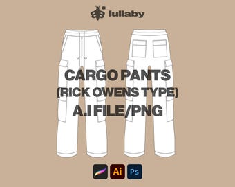 Cargo Pants Template Wide Pants Vector Template Illustrator Mockup Procreate Clothing Design Flat Drawing Clothing Brand Sketches Procreate