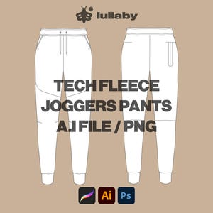 Tech Fleece Inspired Sweatpants Jacket Vector Mockup Template Blank Illustrator Tech Pack Procreate, PNG Clothing SVG Custom Design Download