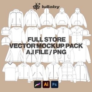 Streetwear Vector Mockup Pack Streetwear Mockup Template Pack Bundle Fashion Illustrator Vector Tech Pack Procreate Mockup Template Design