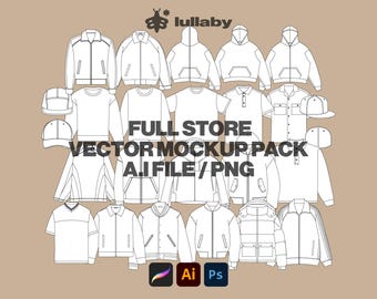 Streetwear Vector Mockup Pack Streetwear Mockup Template Pack Bundle Fashion Illustrator Vector Tech Pack Procreate Mockup Template Design
