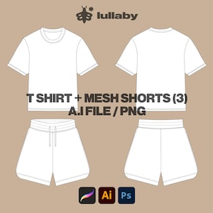 Streetwear Vector T shirt Template Shorts Template Vector Tech Pack Procreate Template Illustrator Mockup Clothing Basketball Shorts Mockup
