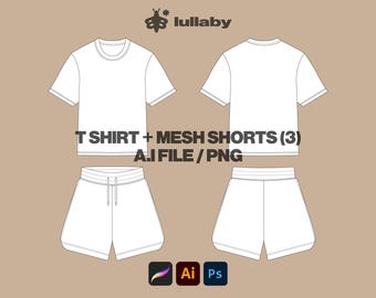 Streetwear Vector T shirt Template Shorts Template Vector Tech Pack Procreate Template Illustrator Mockup Clothing Basketball Shorts Mockup
