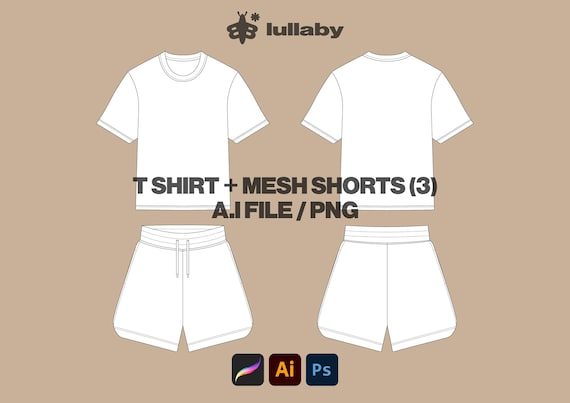Streetwear Vector T shirt Template Shorts Template Vector Tech Pack Procreate Template Illustrator Mockup Clothing Basketball Shorts Mockup