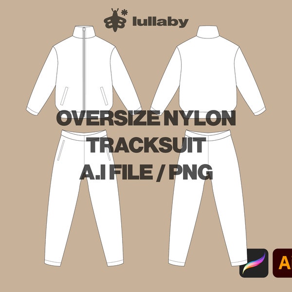 Streetwear Vector Tracksuit Template Tracksuit Tech Pack Streetwear Vector Mockup Illustrator Template Procreate Mockup Clothing Template ai