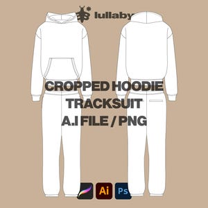 Cropped Hoodie Tracksuit Streetwear Vector Streetwear Mockup Illustrator Procreate mockup SVG Clothing flat drawing Digital Design Sketch