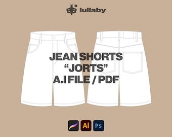Jean Shorts Mockup – Jorts Template for Streetwear Clothing Design (Illustrator & Procreate)