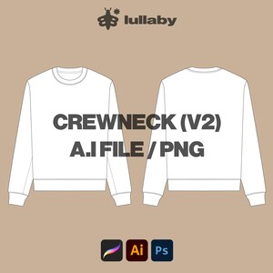 Streetwear Template Crewneck Mockup Sweatshirt Tech Pack Streetwear Vector Tech Pack Illustrator Template flat drawings clothing template ai
