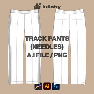Streetwear Vector Track Pants Joggers Vector Tech Pack Illustrator Template Procreate Mockup Clothing Template Vector Design flat Drawing ai