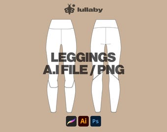 Leggings Template Gym Wear Mockup Active Wear Template Illustrator Mockup Women Fashion Design Pants Vector Tech Pack Womenswear Clothing