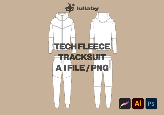 Tech Fleece Inspired Tracksuit Vector Mockup Template Blank