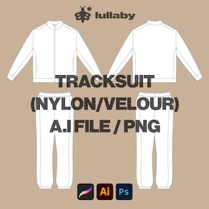 Streetwear jacket/Jogging Tracksuit Vector Tech Pack Mockup Template Blank Adobe Illustrator Procreate svg PNG Custom CAD Design Download