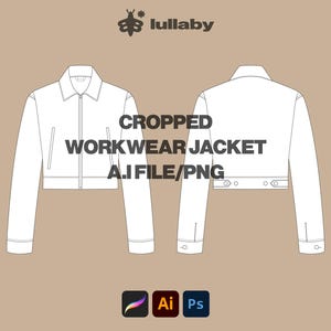 Workwear Jacket Template Streetwear Template Vector Illustrator Mockup Procreate Clothing Design Template Fashion Flat ai Vector Tech Pack