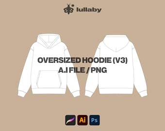 Hoodie Template Sweatshirt Mockup Sweatshirt Vector Streetwear Vector Tech Pack Illustrator Template Procreate Mockup Clothing Flat Drawing