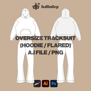 Streetwear Oversize Hoodie Template Flared Joggers Vector Mockup Illustrator Template Procreate Streetwear Vector Tech Pack Clothing Mockups