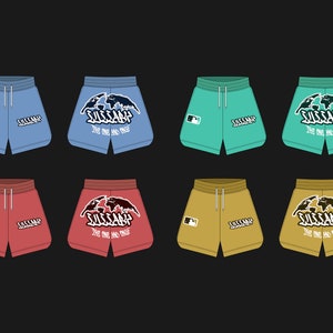 Streetwear Vector T shirt Template Shorts Template Vector Tech Pack Procreate Template Illustrator Mockup Clothing Basketball Shorts Mockup zdjęcie 10