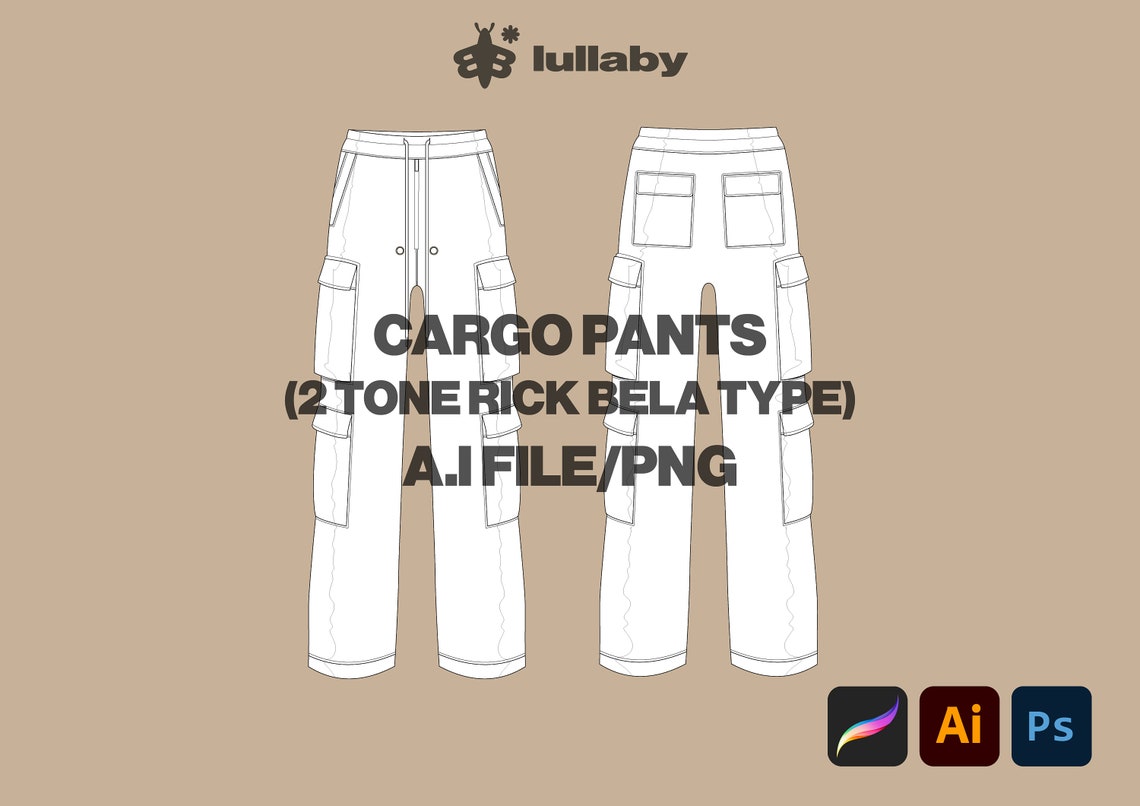 Streetwear Cargo Pants Template Wide Pants Vector Template Illustrator
