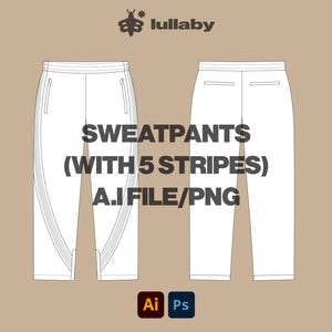 Streetwear Vector Track Pants Sweatpants Vector Tech Pack Illustrator Template Mockup Clothing Template Vector flat drawings clothing ai