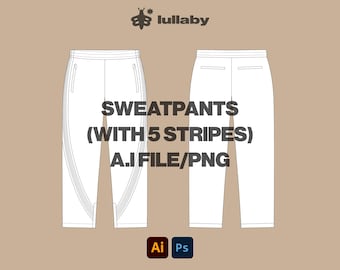 Streetwear Vector Track Pants Sweatpants Vector Tech Pack Illustrator Template Mockup Clothing Template Vector flat drawings clothing ai