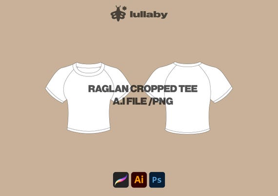 Raglan Crop Tee Mockup Vector Tech Pack: Illustrator & Procreate