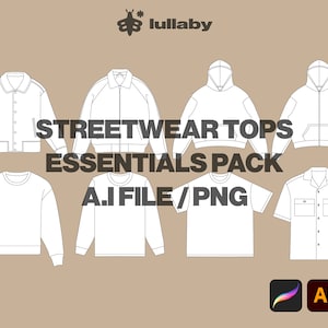 Streetwear Vector Bundle Vector Tech Pack Illustrator Template Procreate Mockup Clothing Vector Pack Hoodie Mockup Hoodie Template Jacket
