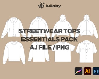 Streetwear Vector Bundle Vector Tech Pack Illustrator Template Procreate Mockup Clothing Vector Pack Hoodie Mockup Hoodie Template Jacket