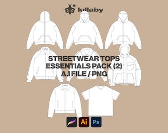 Streetwear Mockups Bundle Mockup Vector Template Illustrator Procreate Mockups Clothing Streetwear Clothing Design Essentials