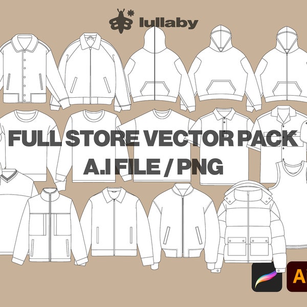 Streetwear Vector Mockup Pack Streetwear Mockup Template Pack Bundle Fashion Illustrator Vector Tech Pack Procreate Mockup Template Design