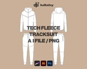 Tech Fleece Inspired Tracksuit Vector Mockup Template Blank