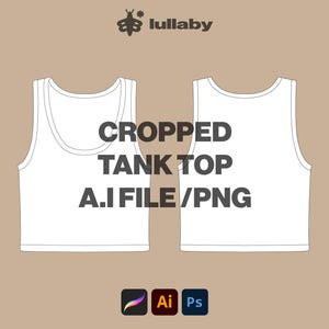 Crop Tank Top Template: Vector Mockup, Tech Pack (Illustrator, Procreate, PNG)