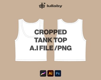 Crop Tank Top Template: Vector Mockup, Tech Pack (Illustrator, Procreate, PNG)