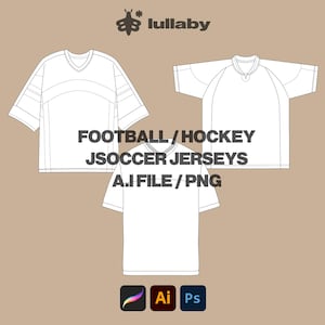 Jersey Mockup Footbaall Jersey Mockup Vector Template Pack Illustrator Hockey Jersey Tech Pack Procreate  Mockup Blank T Shirt Flat Sketch