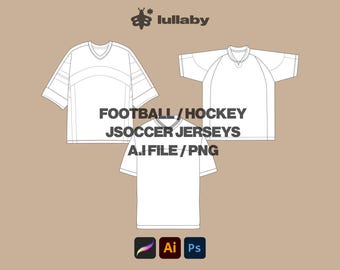 Jersey Mockup Footbaall Jersey Mockup Vector Template Pack Illustrator Hockey Jersey Tech Pack Procreate  Mockup Blank T Shirt Flat Sketch