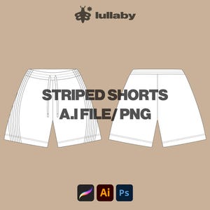 Streetwear Vector striped Shorts Sweatpants Vector Tech Pack Illustrator Template Mockup Clothing Template Vector flat drawings clothing ai