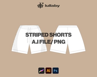 Streetwear Vector striped Shorts Sweatpants Vector Tech Pack Illustrator Template Mockup Clothing Template Vector flat drawings clothing ai