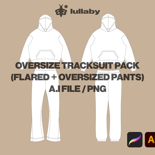 Streetwear Tracksuit Template Flared Set Pack Vector Mockup - Etsy