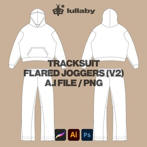 Flared Sweats Mockup Hoodie Template Flared Joggers Vector Mockup Illustrator Template Procreate Streetwear Vector Tech Pack Clothing Mockup