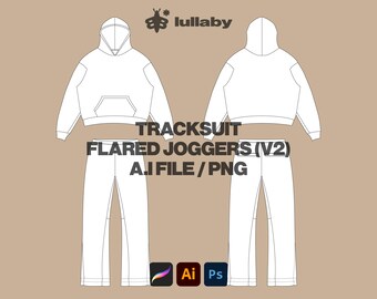 Flared Sweats Mockup Hoodie Template Flared Joggers Vector Mockup Illustrator Template Procreate Streetwear Vector Tech Pack Clothing Mockup