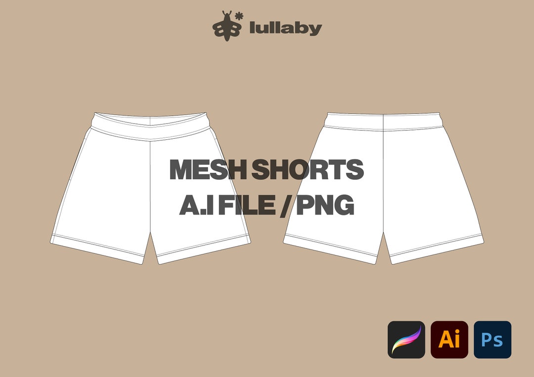 Mesh Shorts Template Shorts Tech Pack Streetwear Vector Template Mesh Shorts Template Shorts Tech Pack Streetwear Vector Template