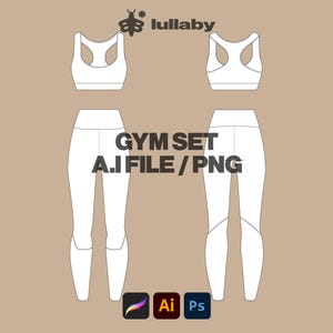 Women Gym Set Template Sport Bra Mockup Illustrator Template Procreate Mockup Womenswear Design Clothing Design Active Wear Tech Pack Sport