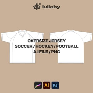 Streetwear Soccer Jersey Vector Mockup Template Adobe Illustrator Tech Pack Procreate PNG Template Clothing Blank Design flat Sketch SVG