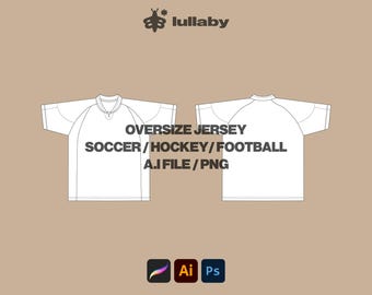 Streetwear Soccer Jersey Vector Mockup Template Adobe Illustrator Tech Pack Procreate PNG Template Clothing Blank Design flat Sketch SVG