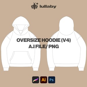 Streetwear Mockup Vector Hoodie Template Illustrator Tech Pack Hoodie Mockup Procreate Template Clothing Design flat drawing Clothing brand
