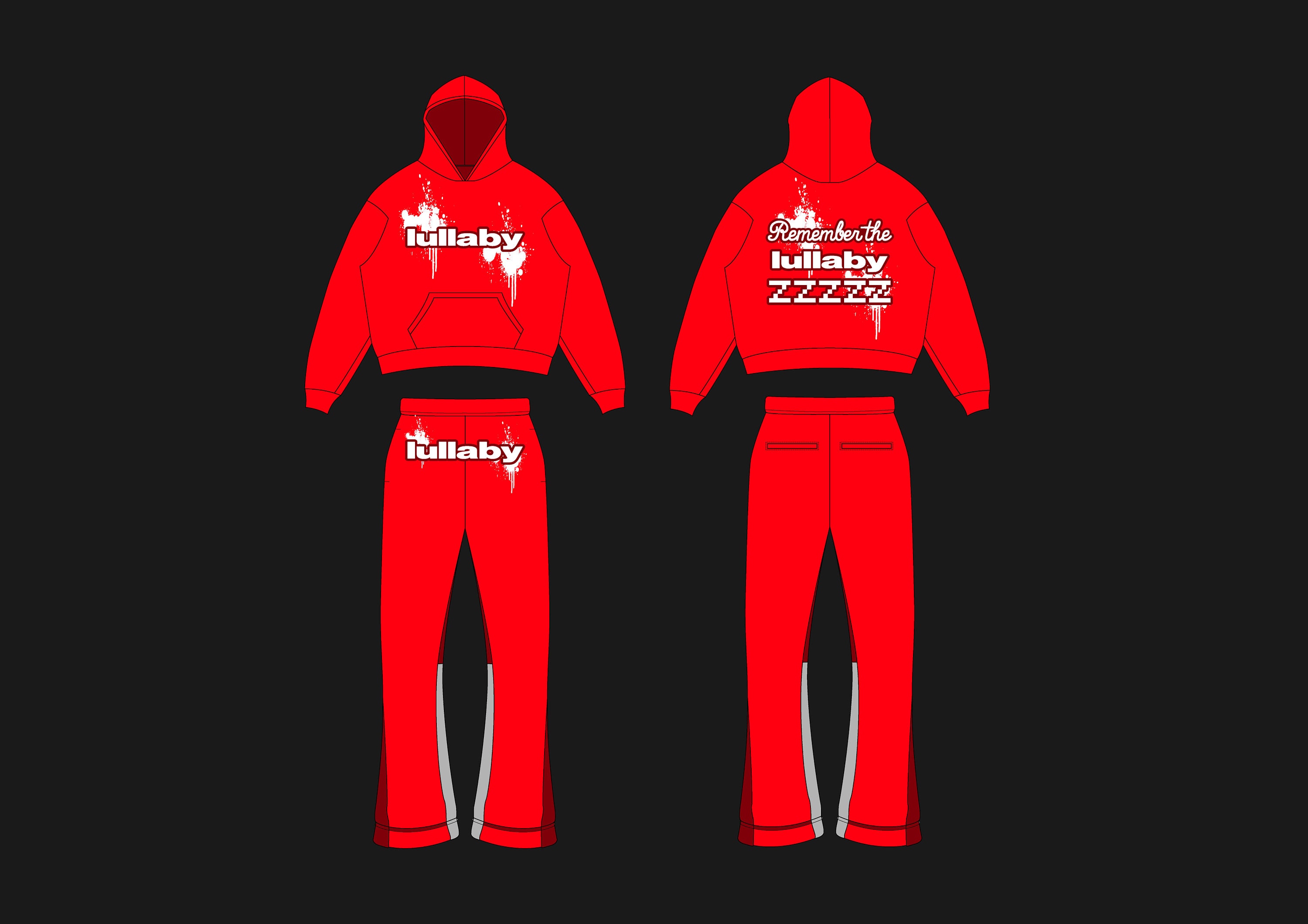 Streetwear Tracksuit Template Flared Set Pack Vector Mockup