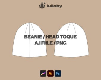 Streetwear Beanie Mockup Vector Hat Illustrator Beanie Procreate Mockup Clothing Design Template Streetwear Sketch Fashion Tech Pack