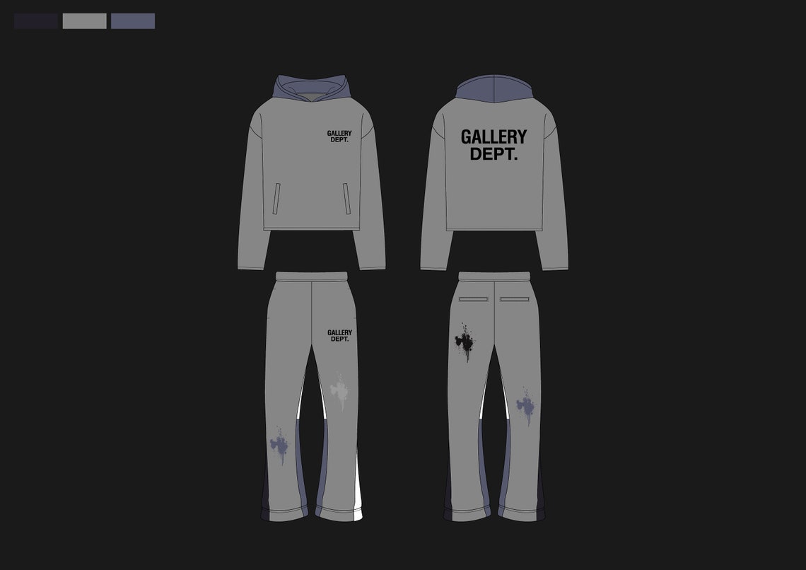 Cropped Hoodie Template Tracksuit Mockup Flared Sweats Vector - Etsy