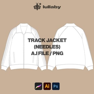 Track Jacket Streetwear Vector Mockup Template Sweatshirt Tech Pack Adobe Illustrator Procreate PNG Clothing SVG Template Design Download