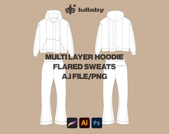 Multi Layer Hoodie Mockup: Tracksuit & Flared Sweats Tech Pack