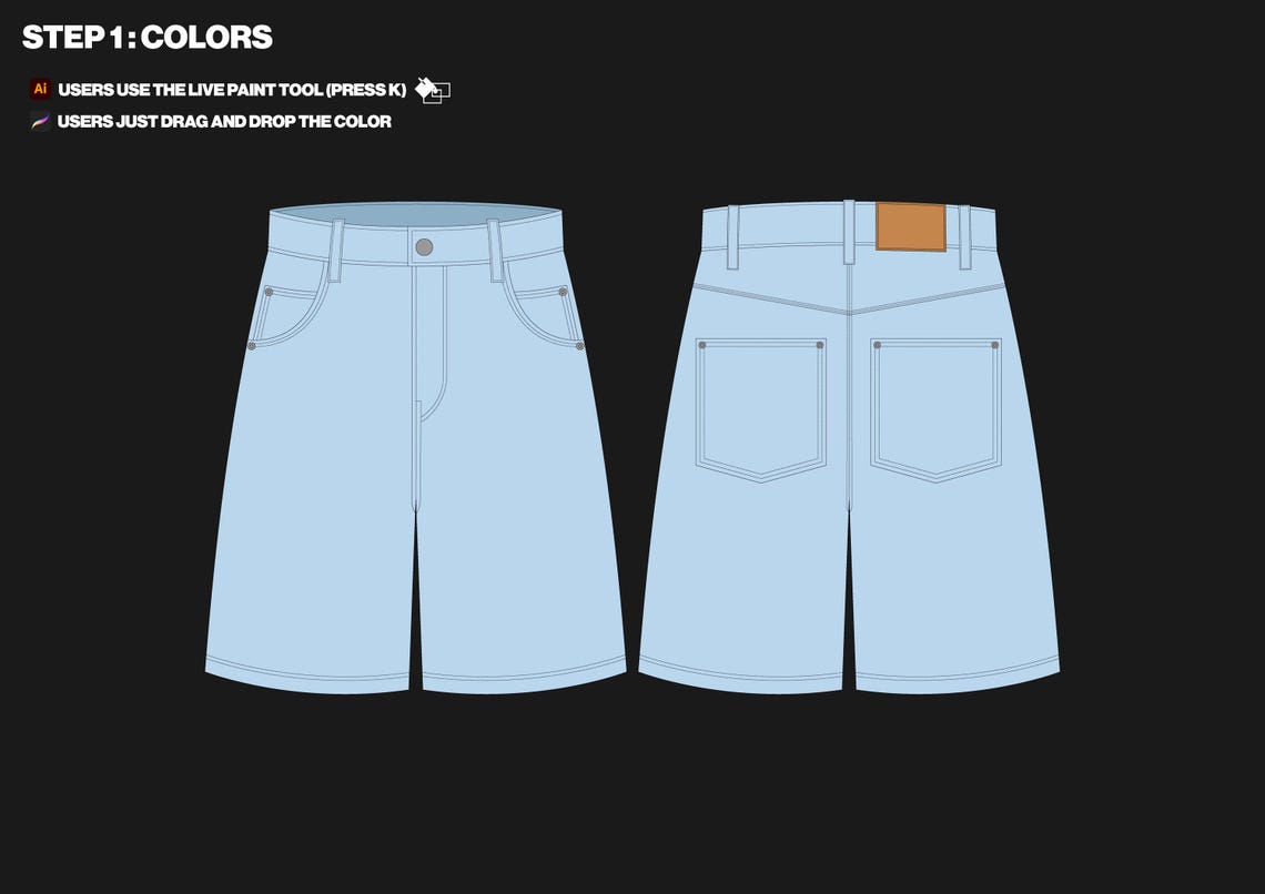 Jean Shorts Mockup – Jorts Template for Streetwear Clothing Design ...