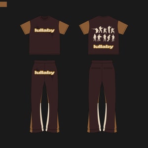 Streetwear Vector T shirt Template Flared Joggers Template Vector Tech Pack Illustrator Mockup Procreate Clothing Design Sketch Flat Drawing image 5