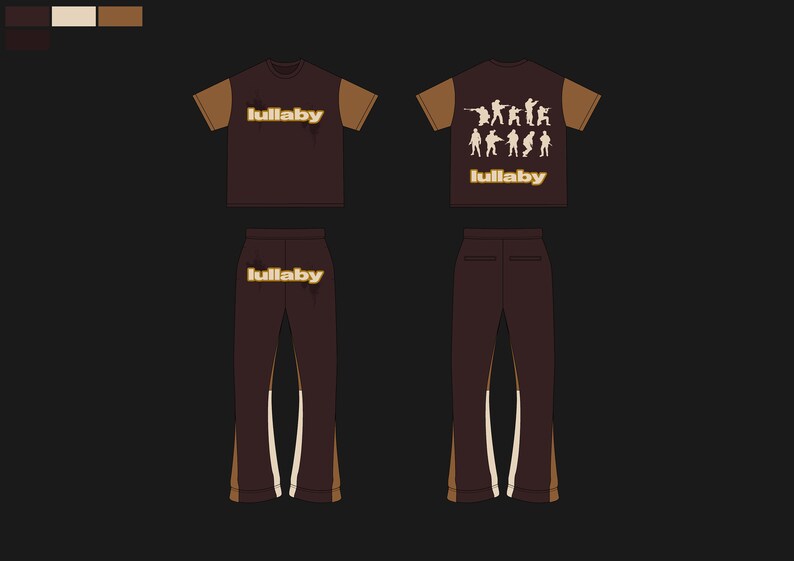 Streetwear Vector T shirt Template Flared Joggers Template Vector Tech Pack Illustrator Mockup Procreate Clothing Design Sketch Flat Drawing image 5